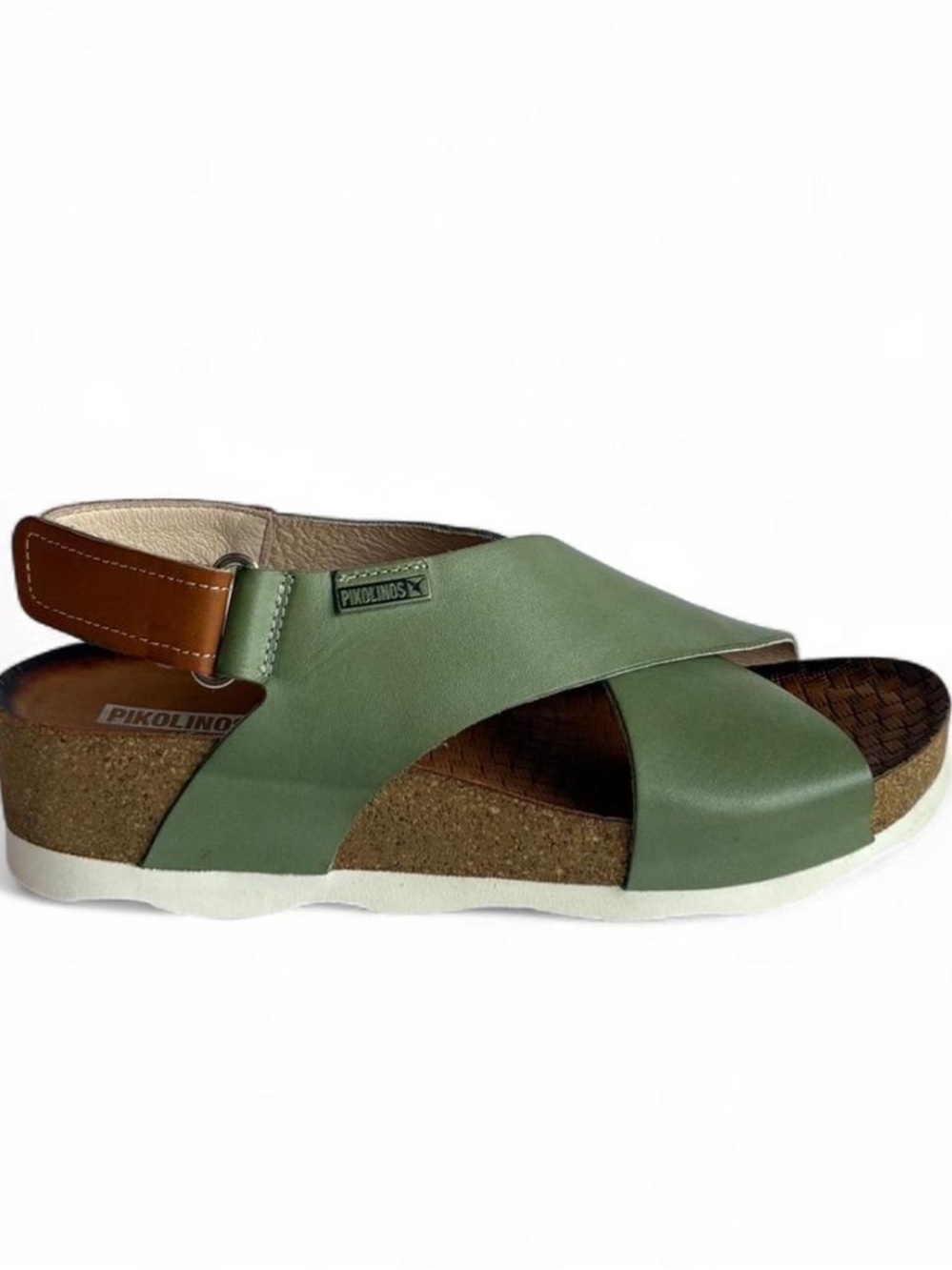 PIKOLINOS Olive Green and Brown Crossband MAHON Wedge Sandals - Picture 5 of 8